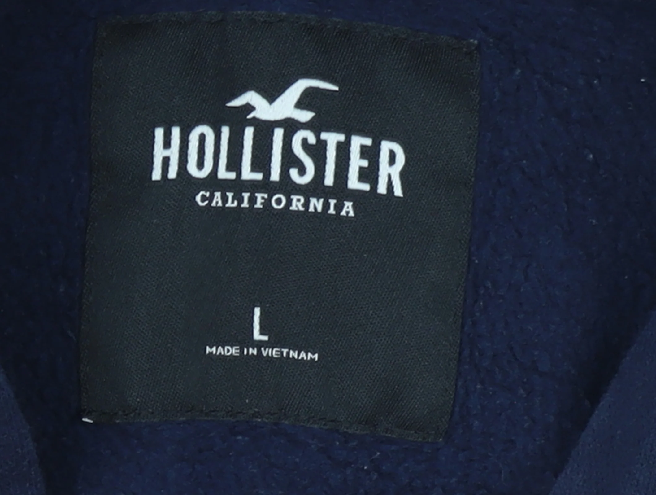 Hollister Men's Blue Pullover Hoodie L Fleece Logo Sweatshirt - Image 4