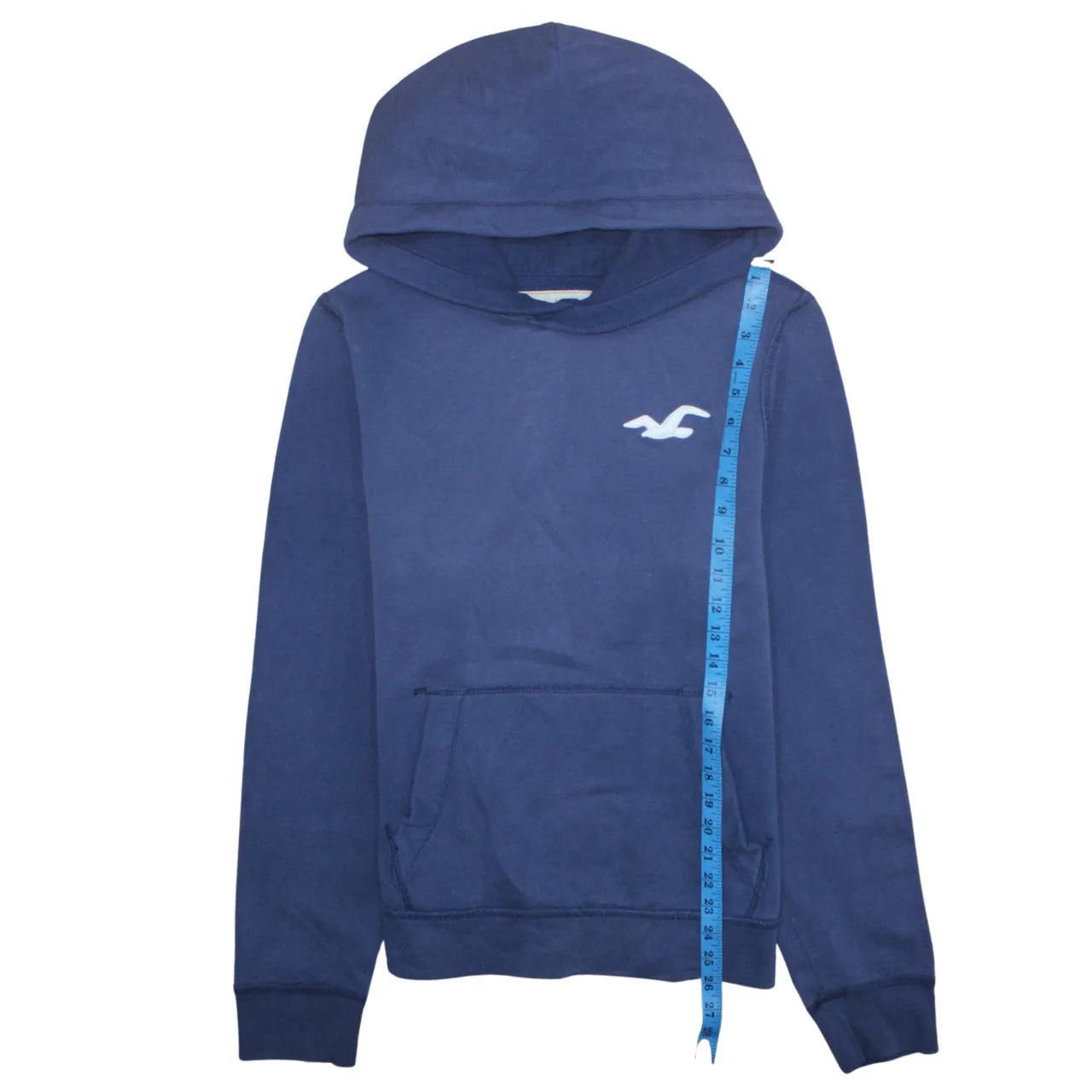 Hollister Men's Blue Pullover Hoodie L Logo Classic Casual - Image 3