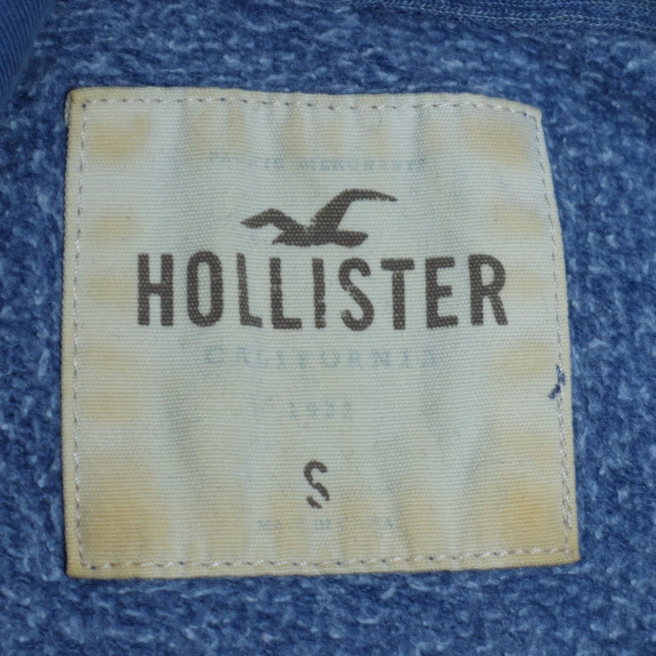 Hollister Men's Blue Pullover Hoodie S Graphic Print Cotton Blend - Image 5