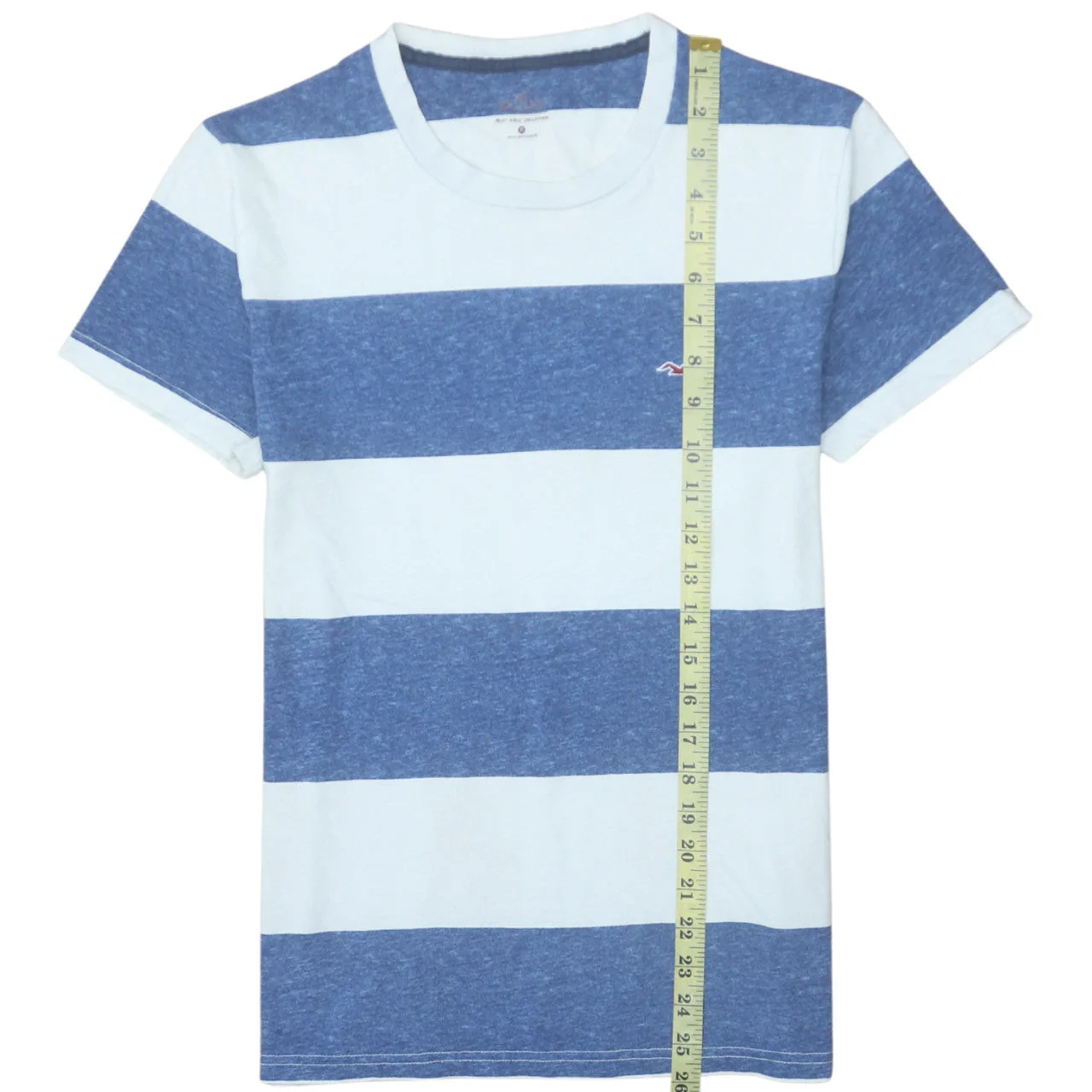 Hollister Men's Blue & White Striped Crew Neck T-Shirt XS - Image 3