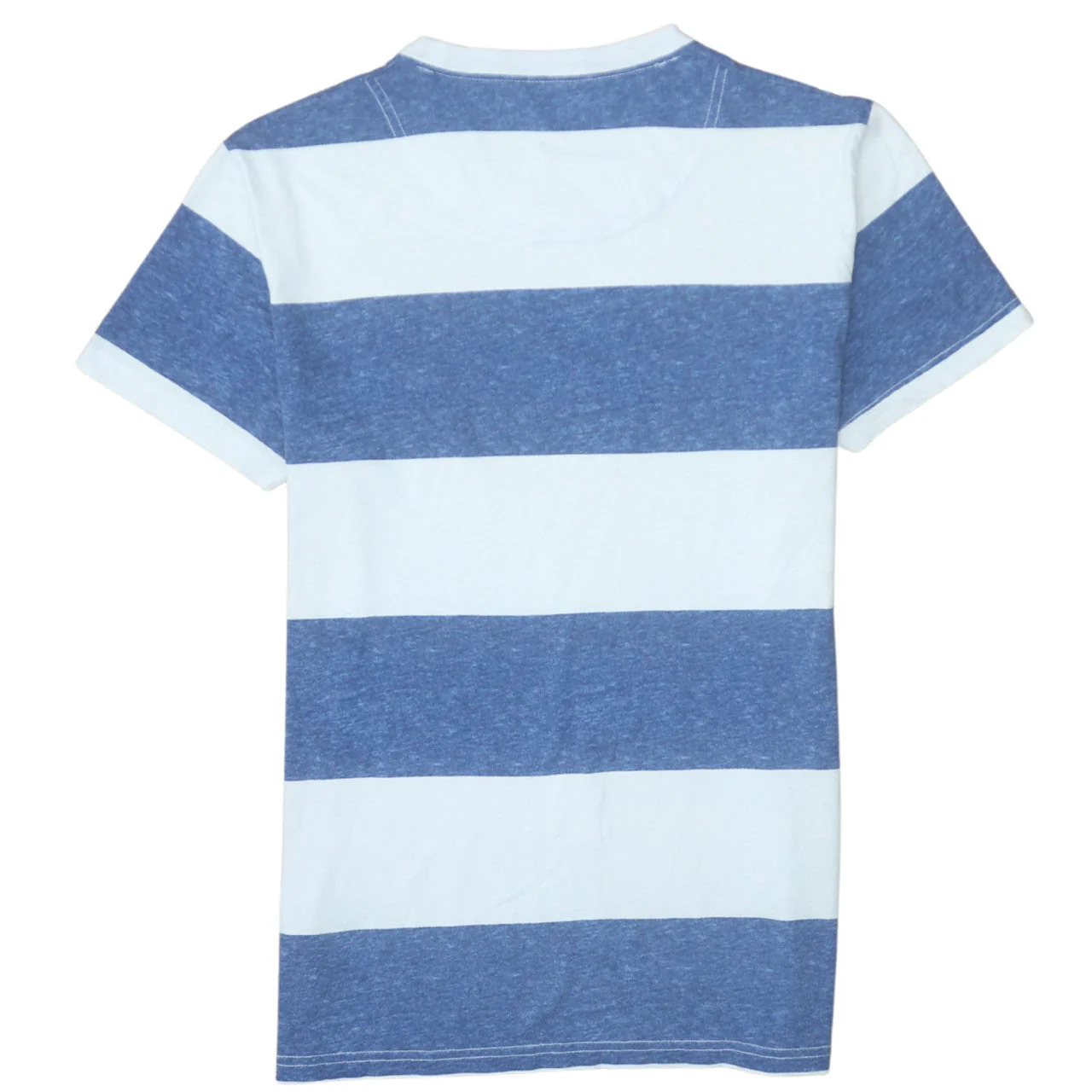 Hollister Men's Blue & White Striped Crew Neck T-Shirt XS - Image 4
