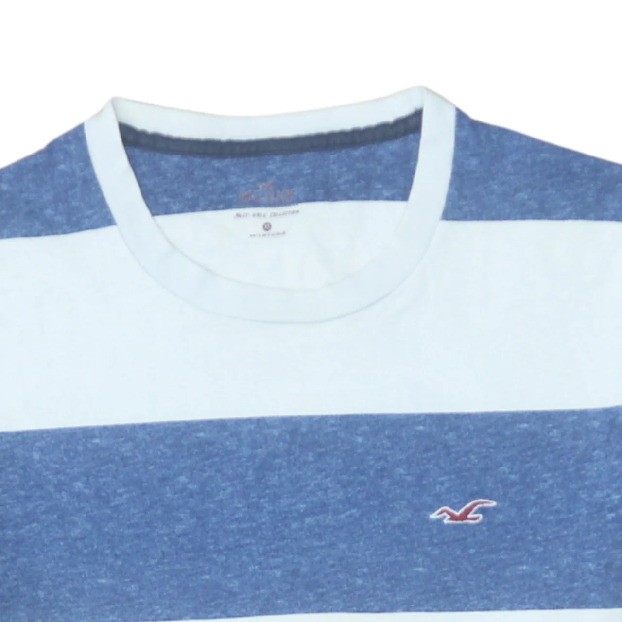 Hollister Men's Blue & White Striped Crew Neck T-Shirt XS - Image 6