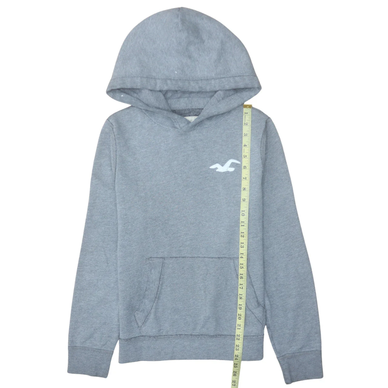 Hollister Men's Grey Hoodie Small Pullover Cotton Blend Logo Style - Image 2