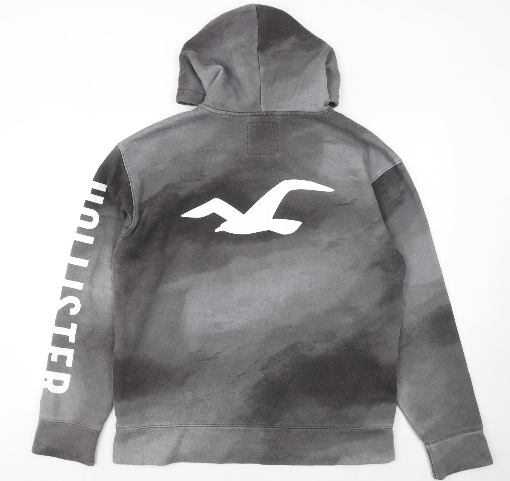 Hollister Men's Grey Pullover Hoodie L Logo Fleece Sweatshirt - Image 3