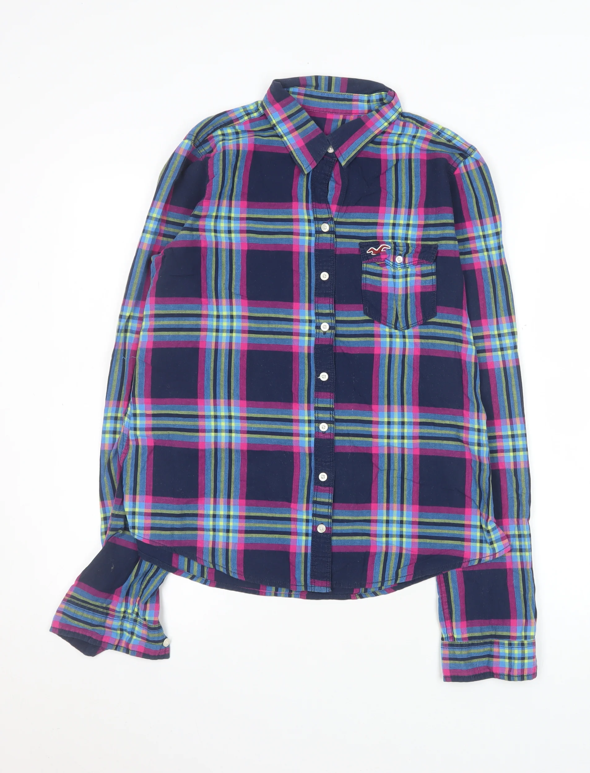 Hollister Men's Multicoloured Plaid Button-Up Long Sleeve Shirt M
