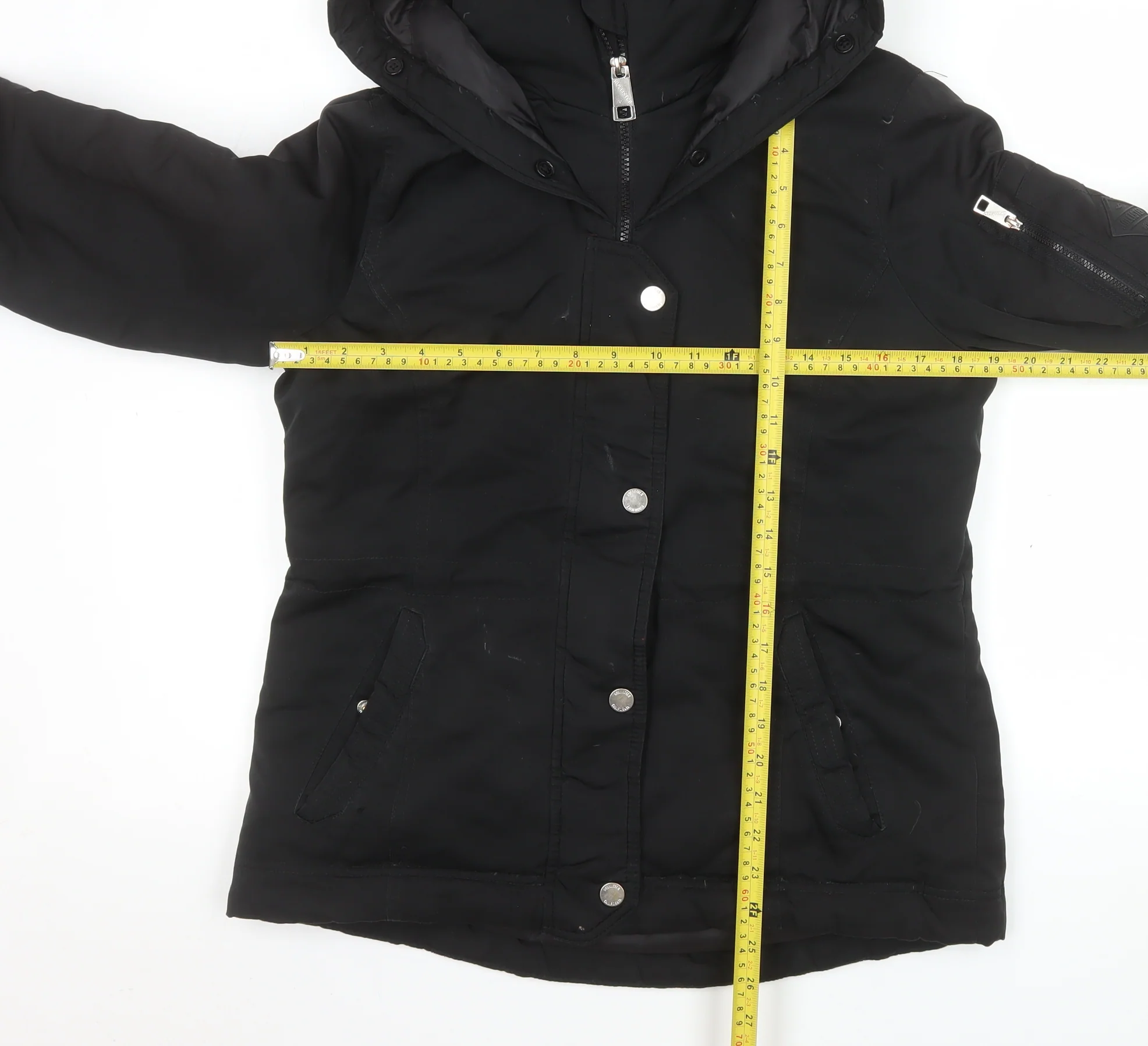 Hollister Women Black M Hooded Puffer Jacket Down Winter Coat - Image 2