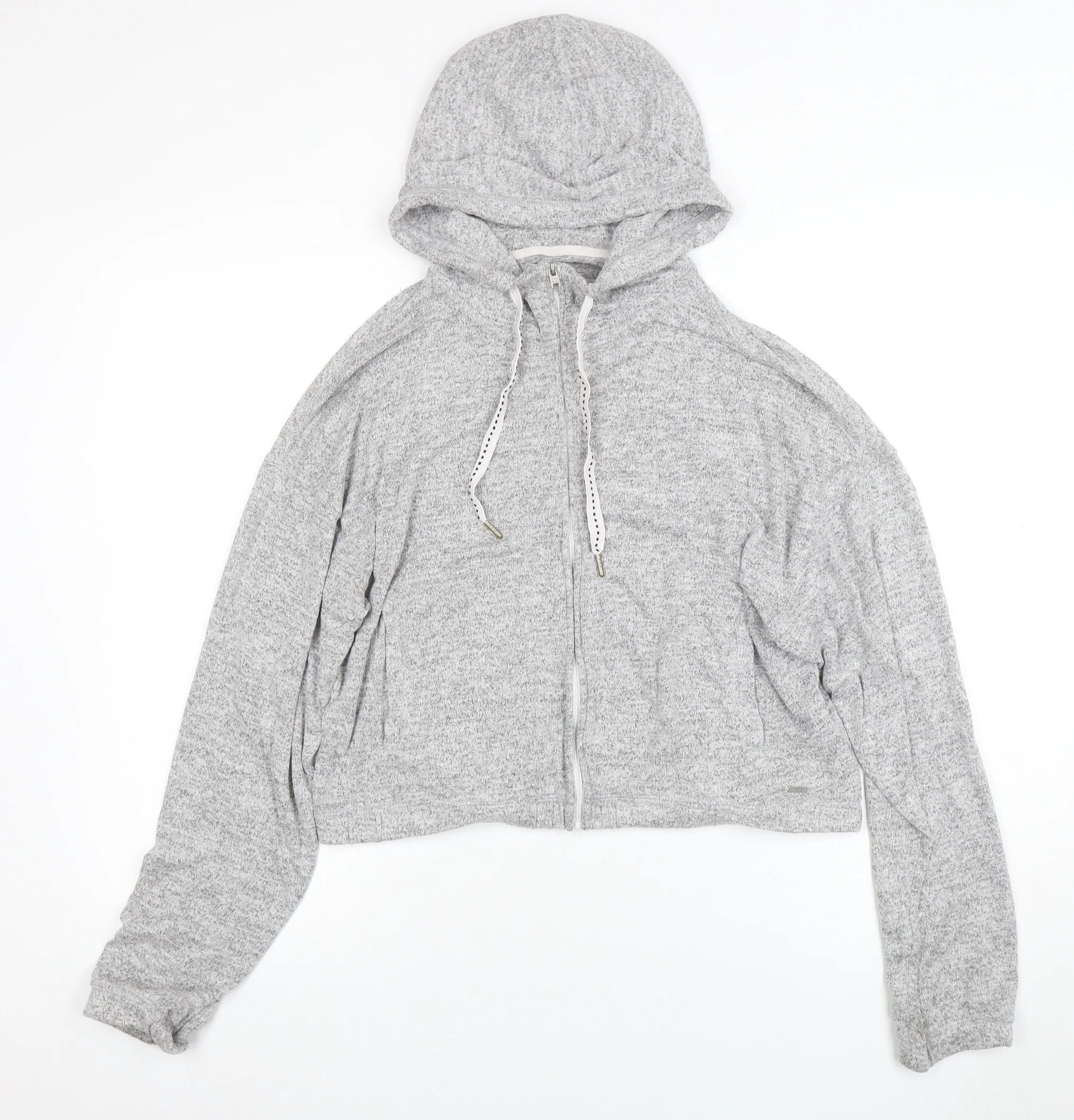 Hollister Women Grey Full Zip Hoodie Small Soft Knit Casual