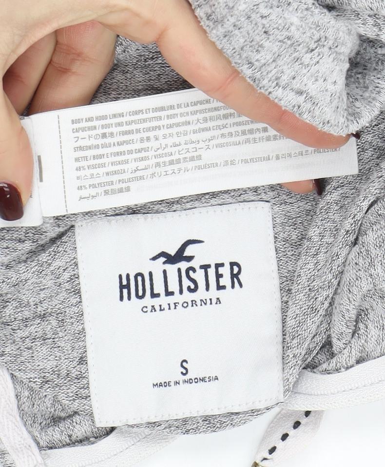 Hollister Women Grey Full Zip Hoodie Small Soft Knit Casual - Image 4