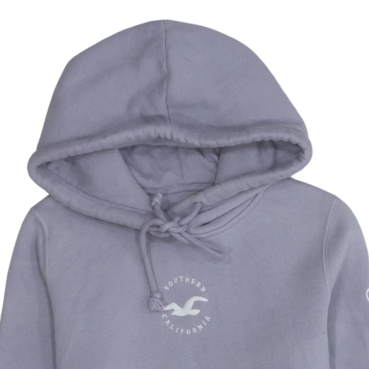Hollister Women Lavender Hoodie Small Pullover Drawstring Logo Print - Image 6