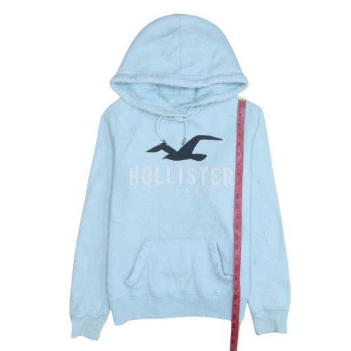 Hollister Women Light Blue Pullover Hoodie XS Cotton Blend - Image 2