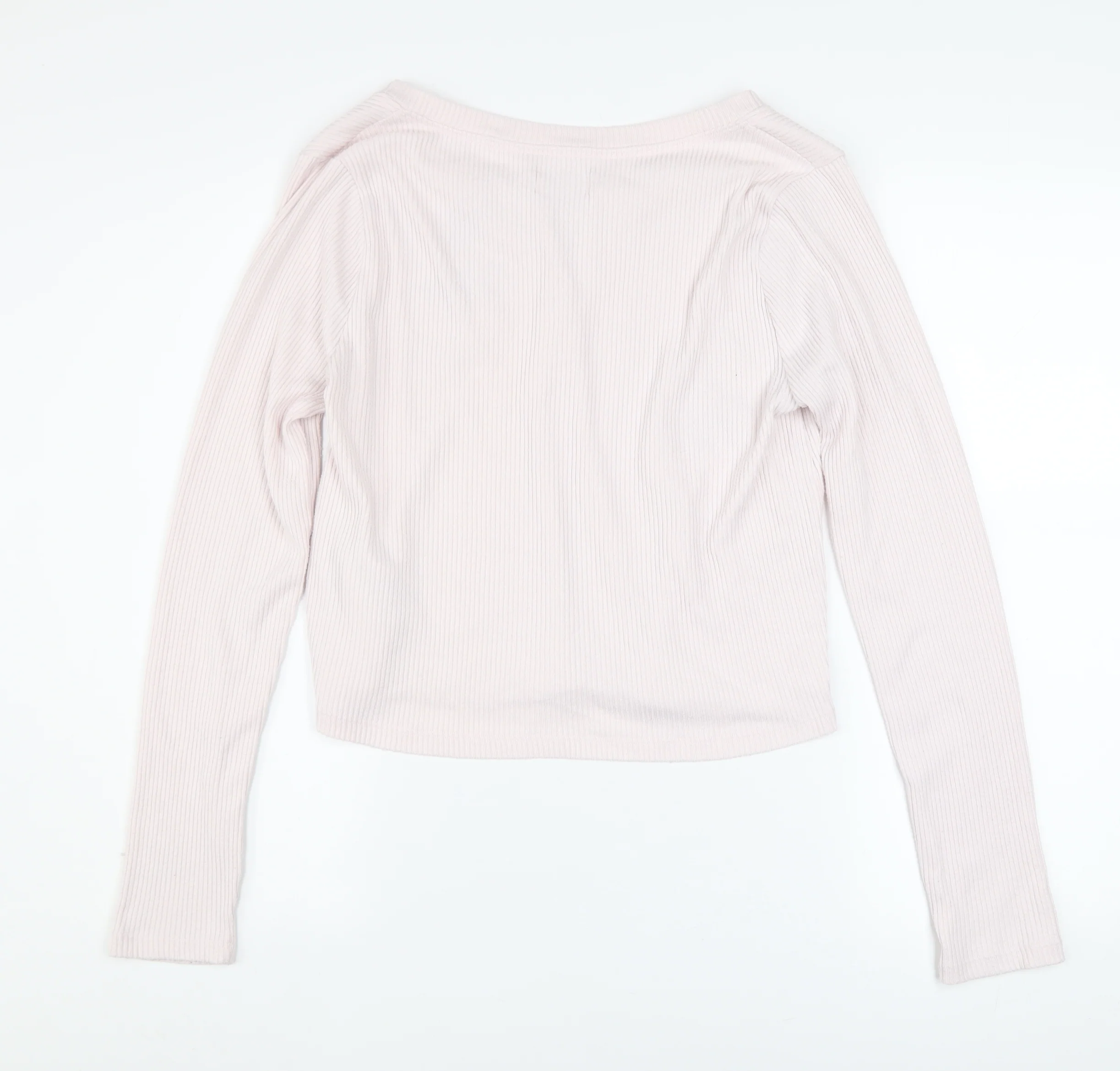 Hollister Women Pink Henley Sweatshirt Medium Long Sleeve - Image 3