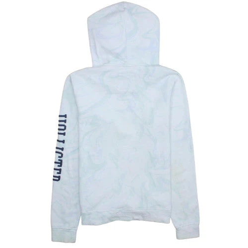Hollister Women’s White Hoodie Medium Pullover Cotton Blend Logo Print - Image 4