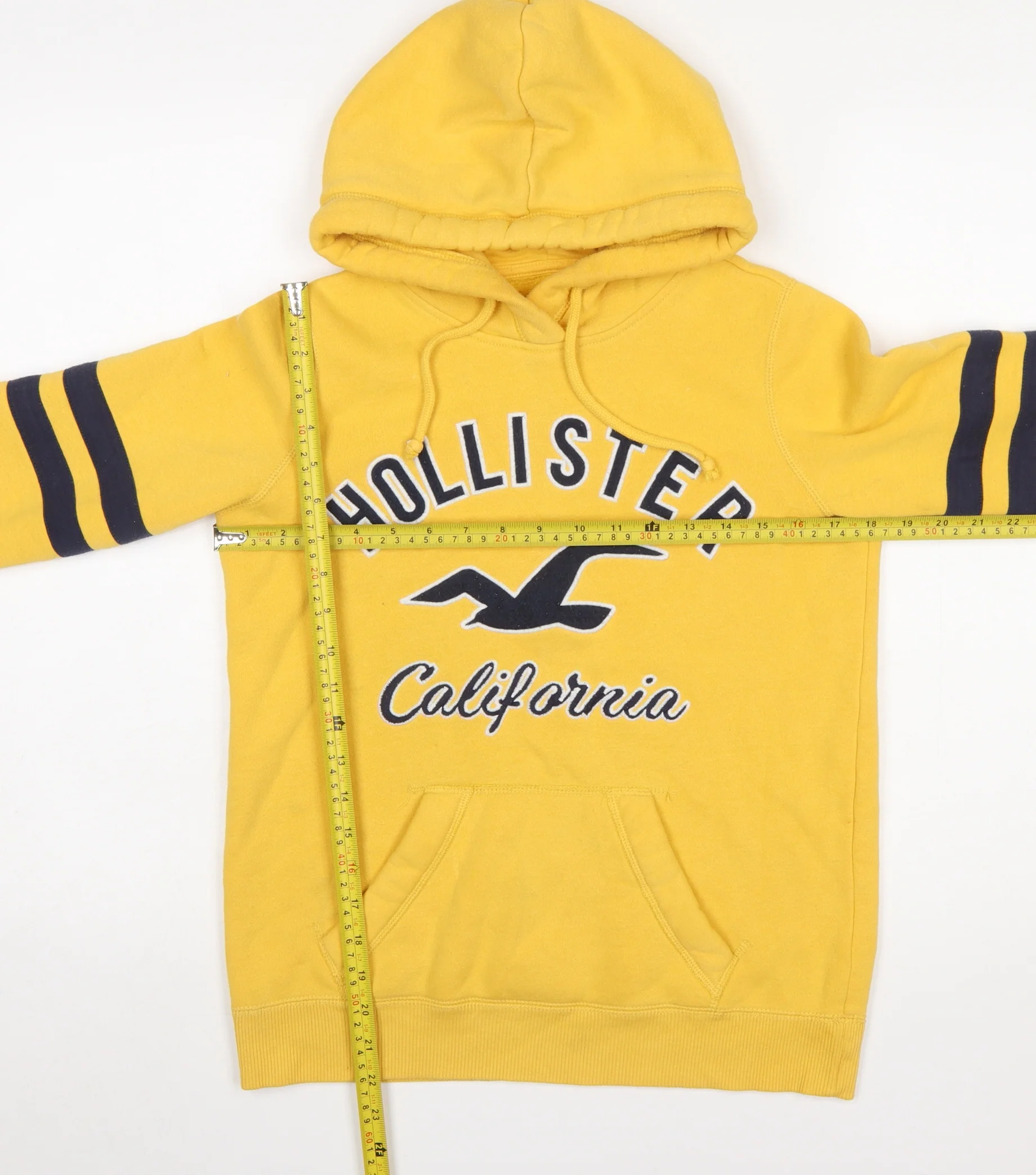 Hollister Women’s Yellow Hooded Pullover Hoodie XS Cotton Blend - Image 2