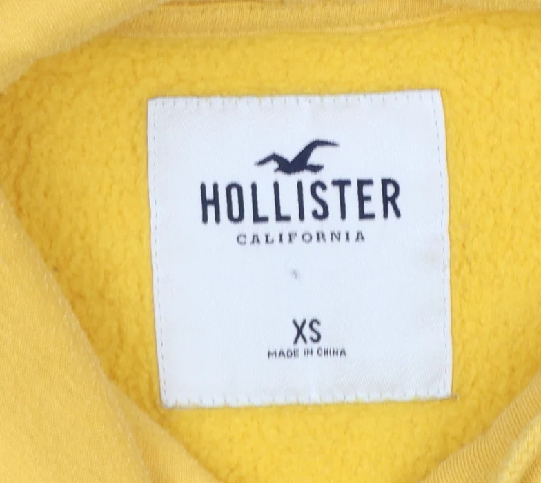 Hollister Women’s Yellow Hooded Pullover Hoodie XS Cotton Blend - Image 4