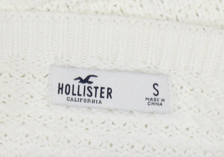 Hollister Women White Cropped Knit Tank Top S Boho Summer - Image 4