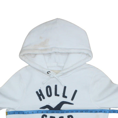 Hollister Women White Pullover Hoodie Medium Cotton Blend Logo Casual - Image 2