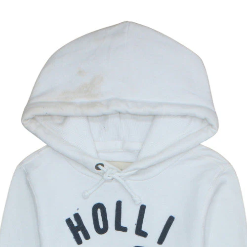 Hollister Women White Pullover Hoodie Medium Cotton Blend Logo Casual - Image 8