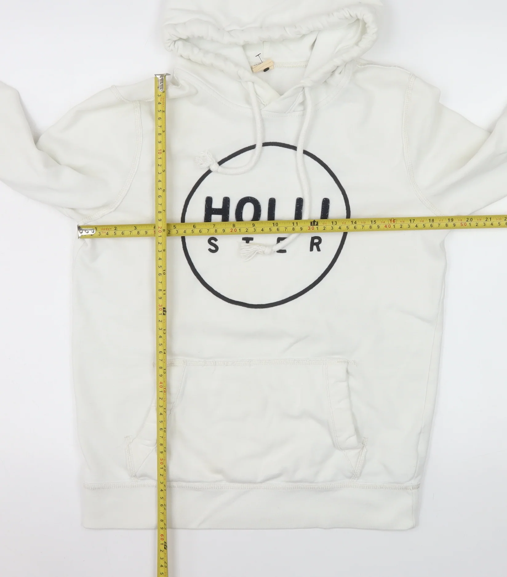 Hollister Women White Pullover Hoodie S Logo Cotton Blend Casual - Image 2