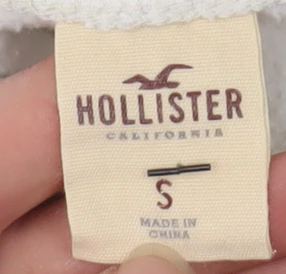 Hollister Women White Pullover Hoodie S Logo Cotton Blend Casual - Image 5