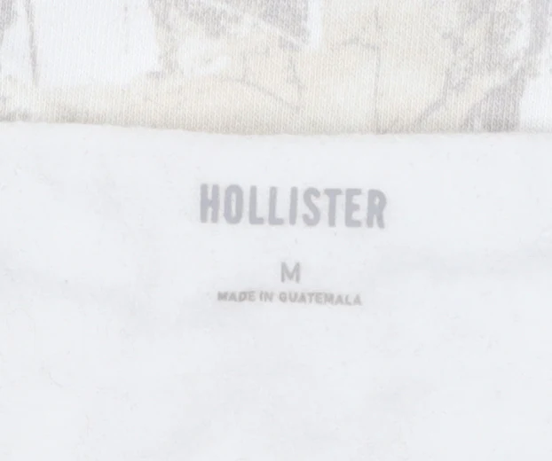 Hollister Women's Beige Cropped Long Sleeve Boat Neck Top M - Image 5