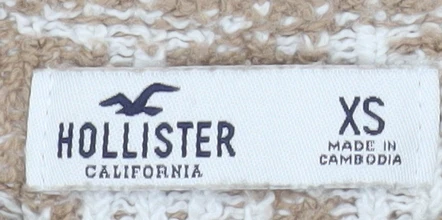 Hollister Womens Beige Houndstooth Knit Jumper XS Crew Neck Pullover - Image 4