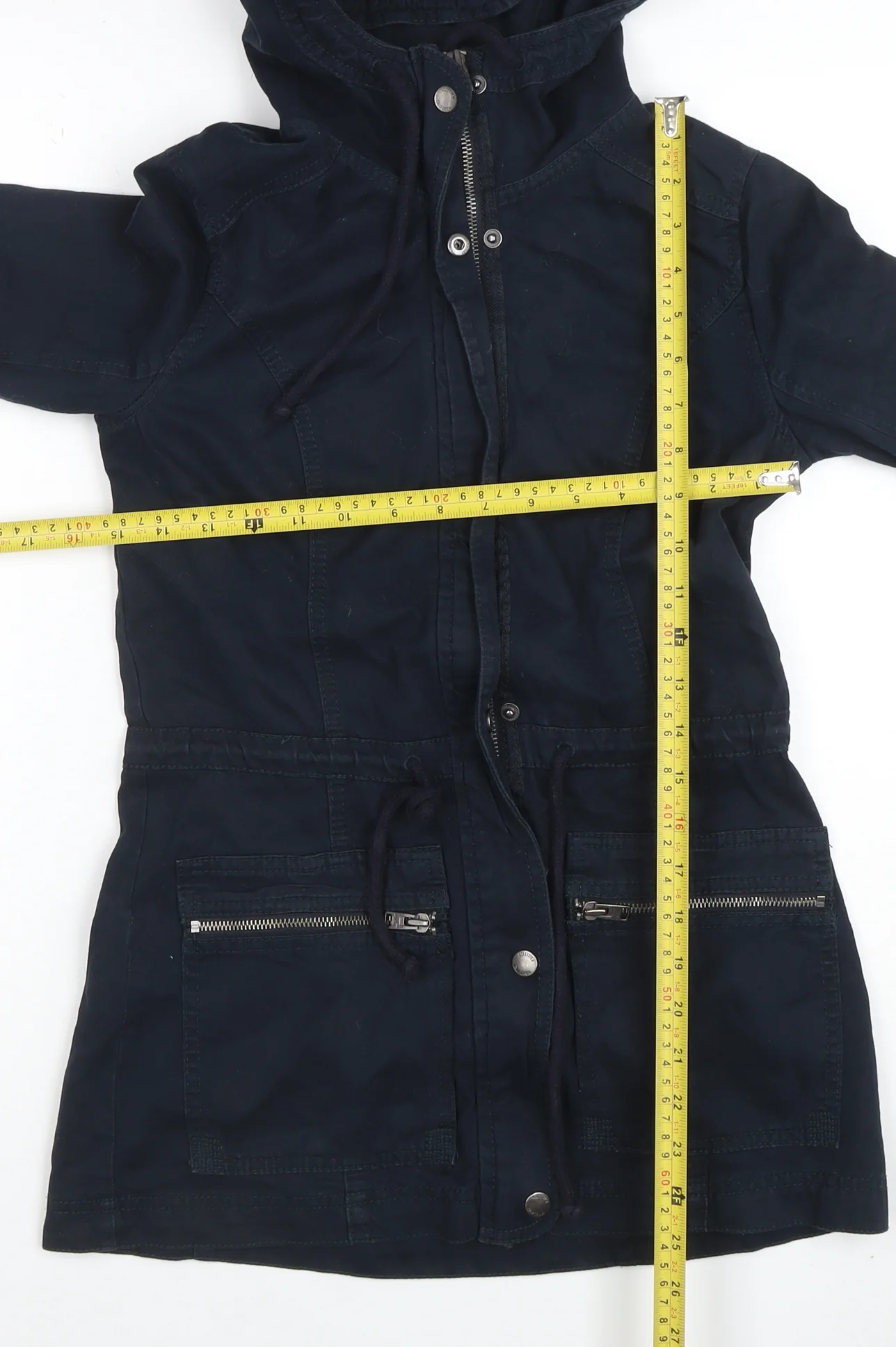 Hollister Women's Blue Hooded Parka Jacket XS Cotton Casual - Image 2