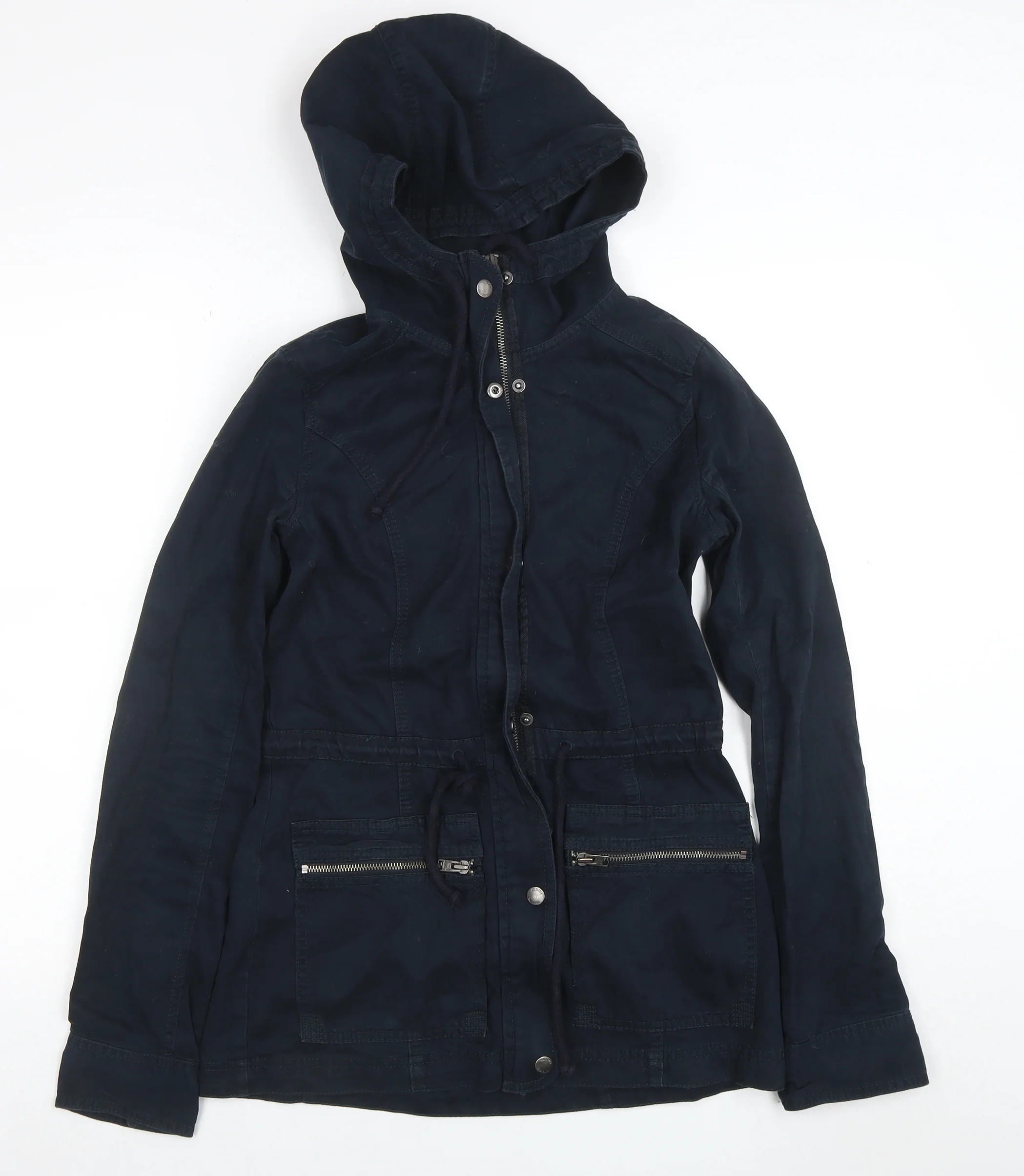 Hollister Women's Blue Hooded Parka Jacket XS Cotton Casual - Image 3