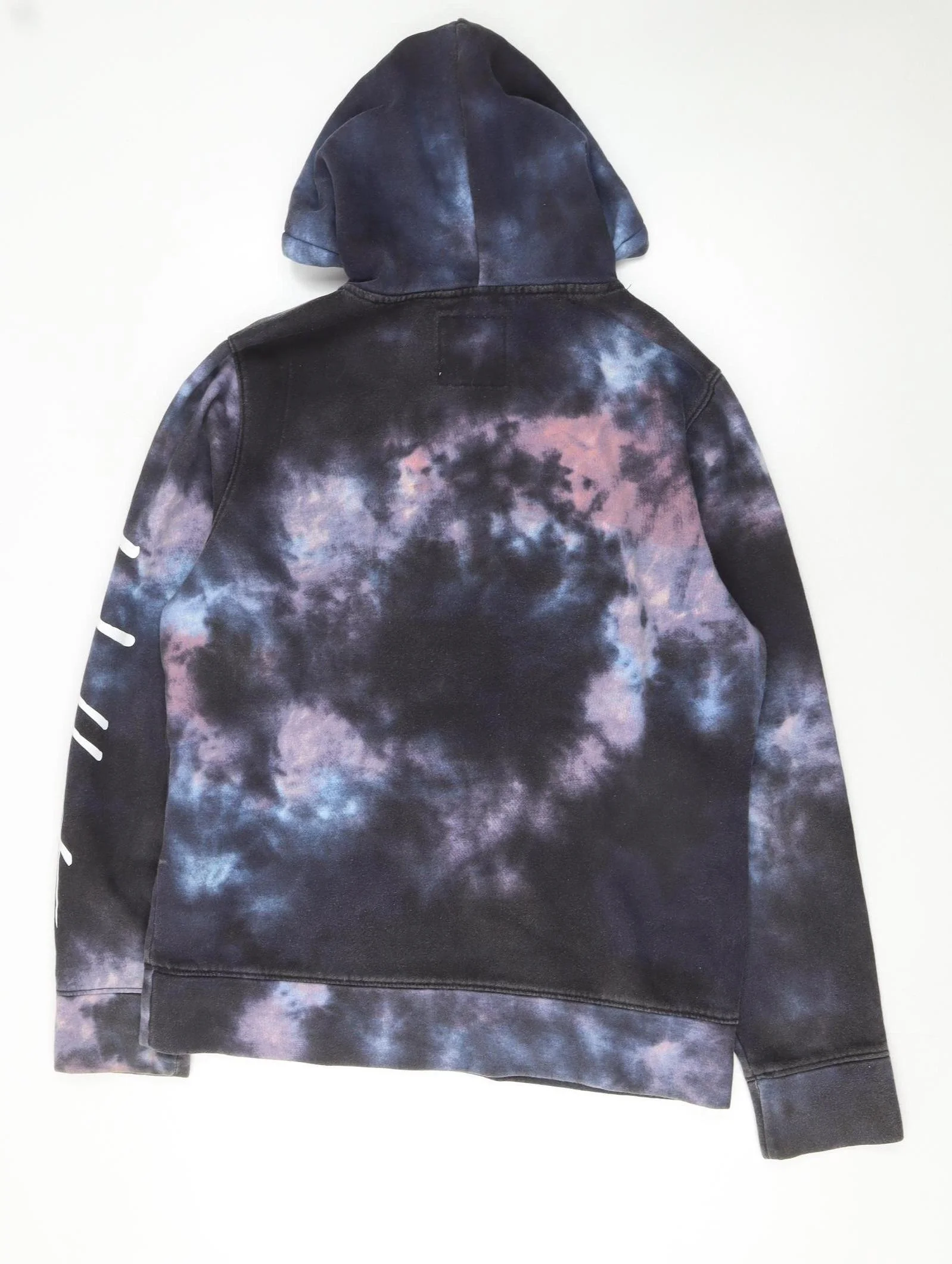 Hollister Womens Blue Tie-Dye Pullover Hoodie L Cotton Blend - Image 3