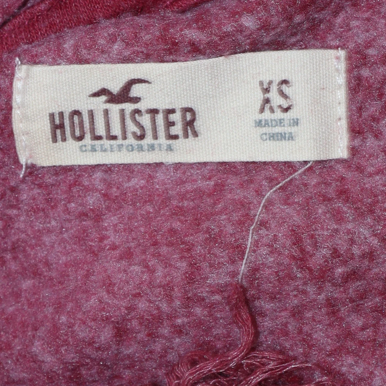 Hollister Womens Burgundy Pullover Hoodie XS Logo Print Casual - Image 5