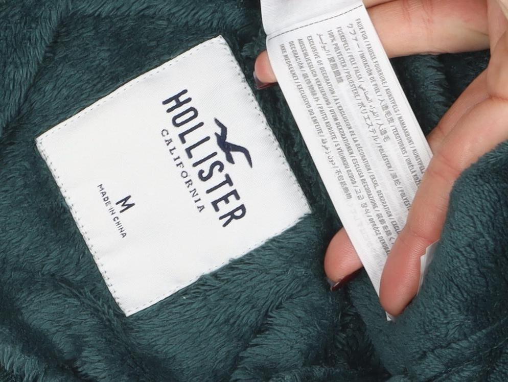 Hollister Women's Green Fleece 1/4 Zip Pullover Sweatshirt M - Image 4