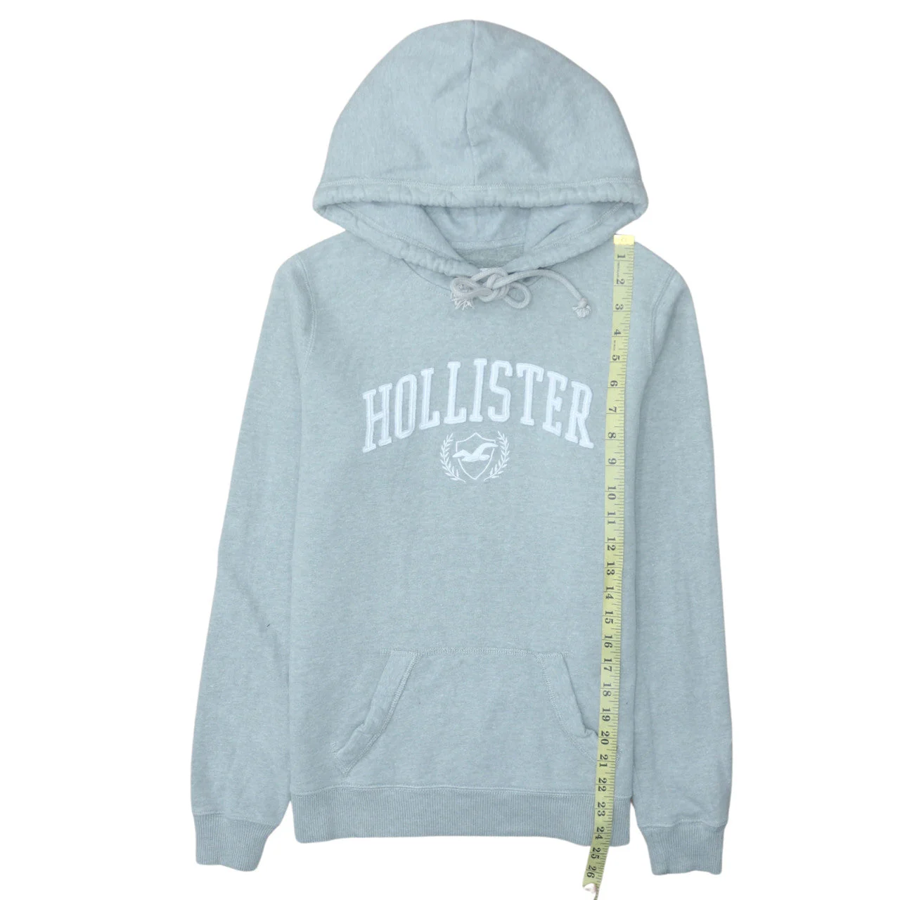 Hollister Women's Grey Pullover Hoodie Medium Embroidered Logo Casual - Image 3