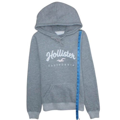 Hollister Womens Grey XS Pullover Hoodie with Logo Print - Image 2