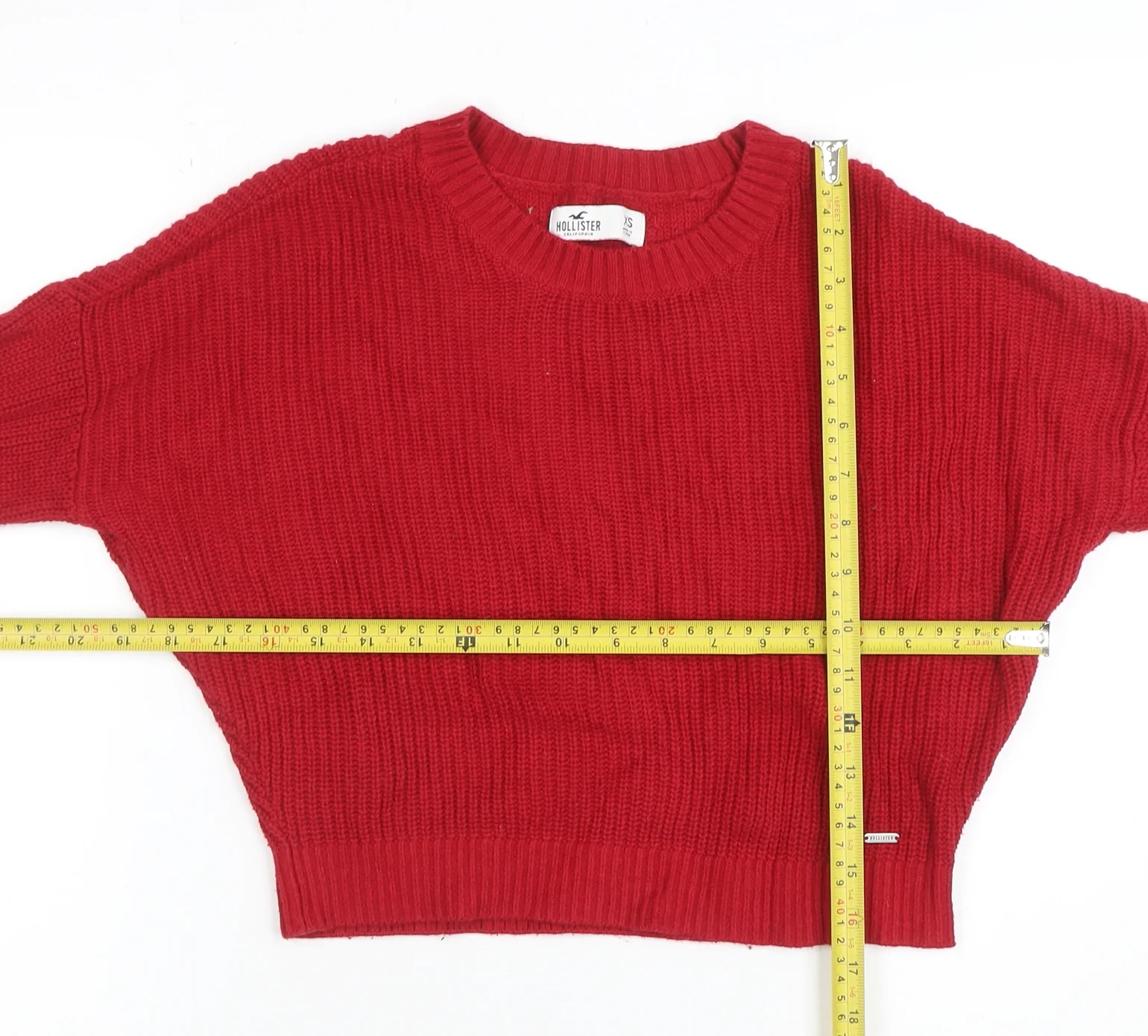 Hollister Women's Red Chunky Knit Crew Neck Jumper XS - Image 2