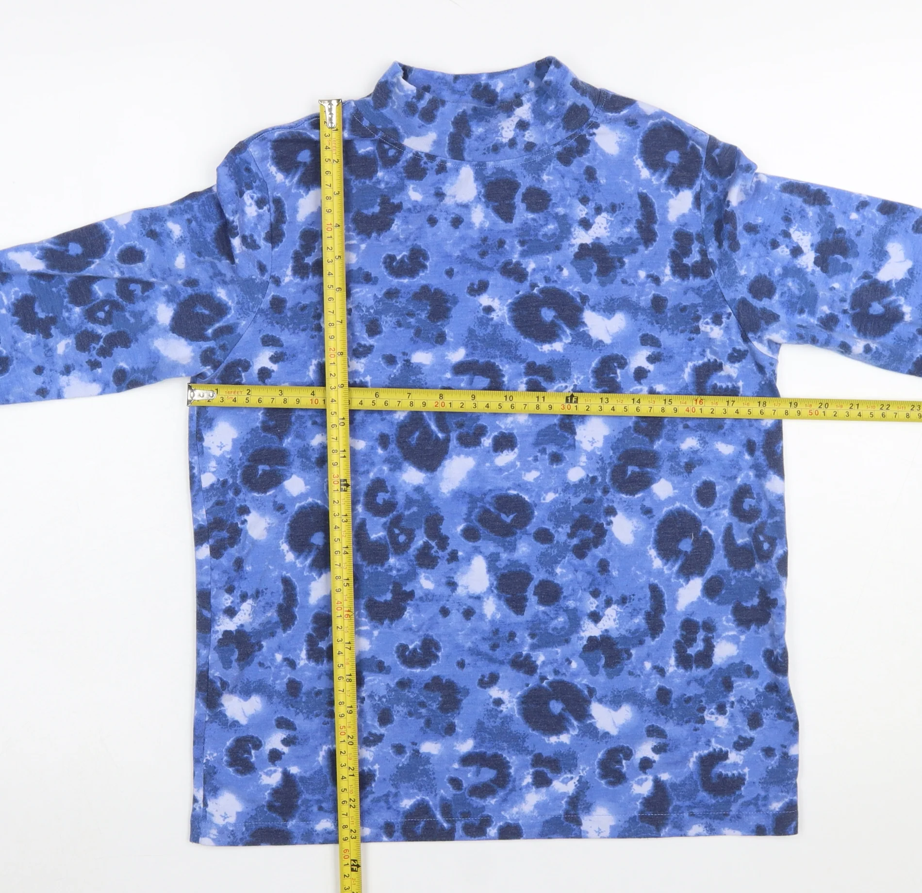 Honor Millburn Blue Animal Print Mock Neck Long Sleeve Top S 10-12 Women - Image 2