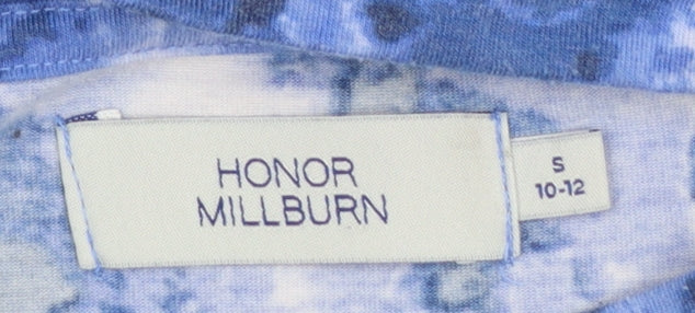 Honor Millburn Blue Animal Print Mock Neck Long Sleeve Top S 10-12 Women - Image 4