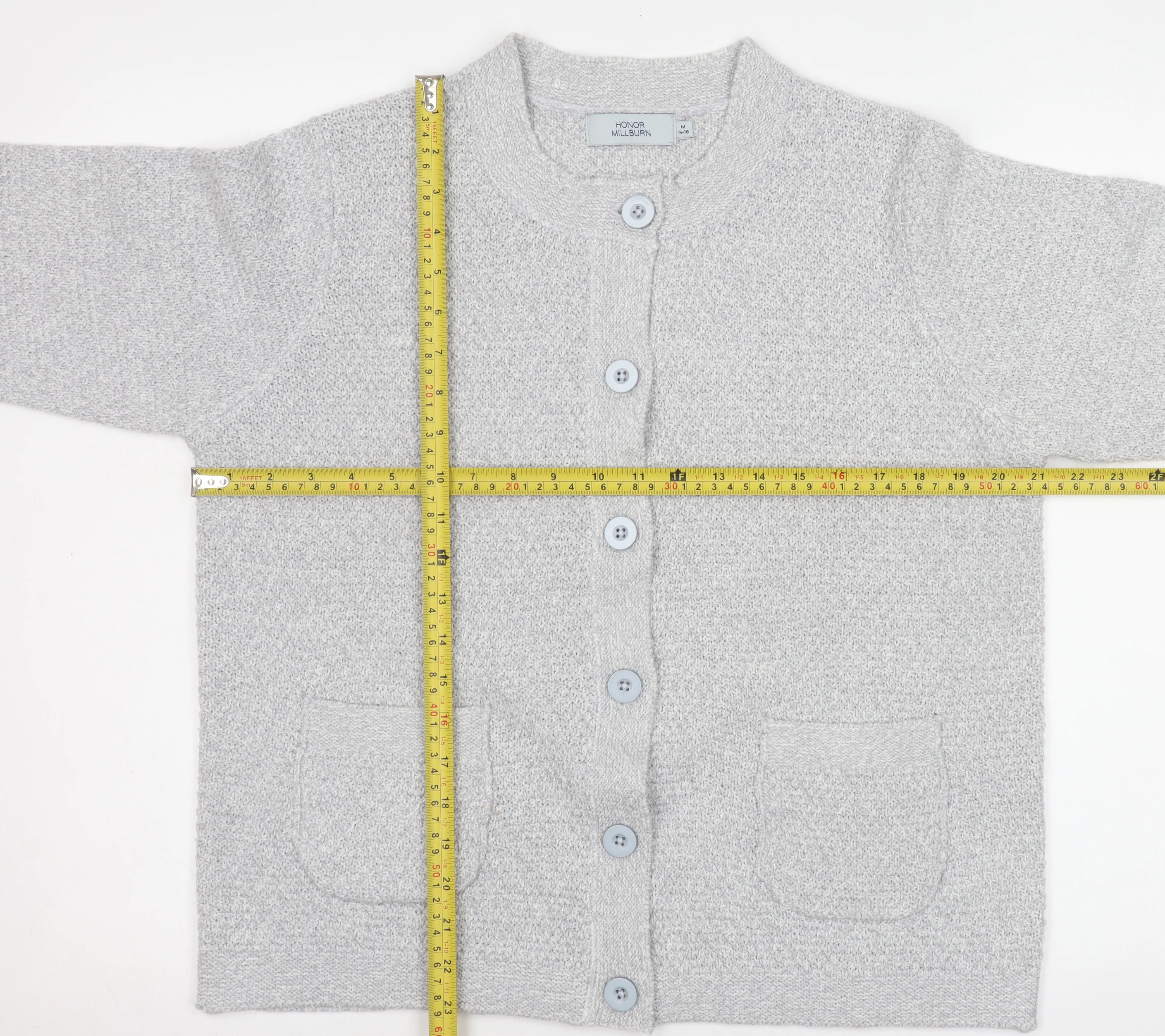 Honor Millburn Women Grey Button Knit Cardigan Size 14-16 - Image 2