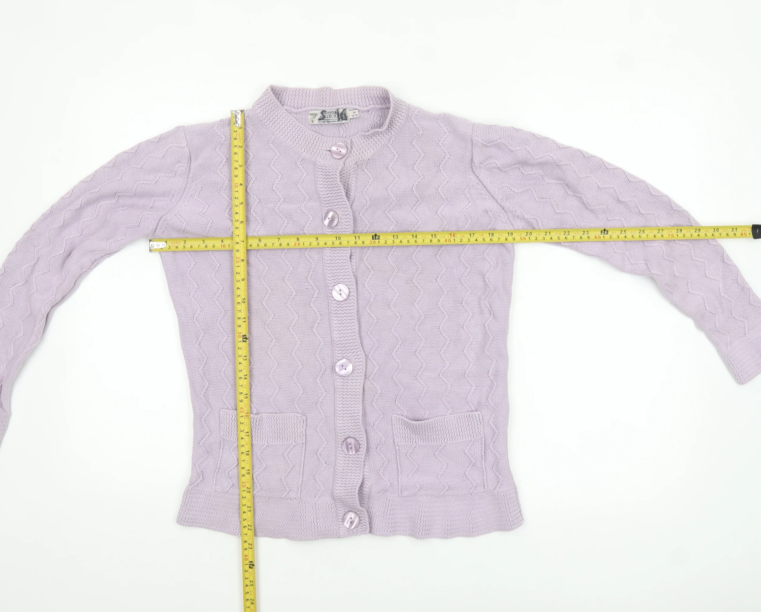 Honor Millburn Women's Lilac Cotton Cardigan Size 14-16 Classic Knit - Image 2