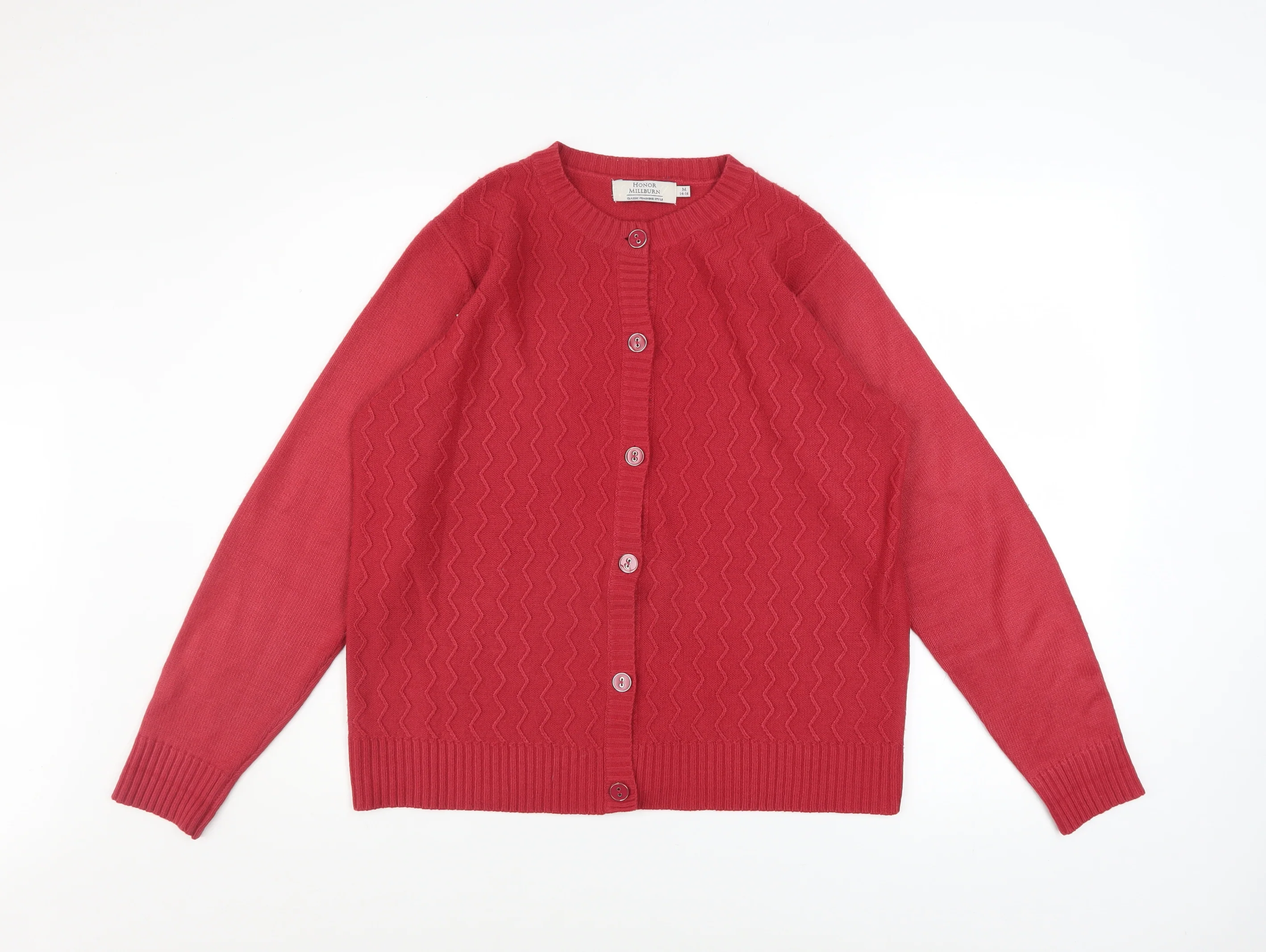 Honor Millburn Women's Red Knit Button Cardigan Size 14