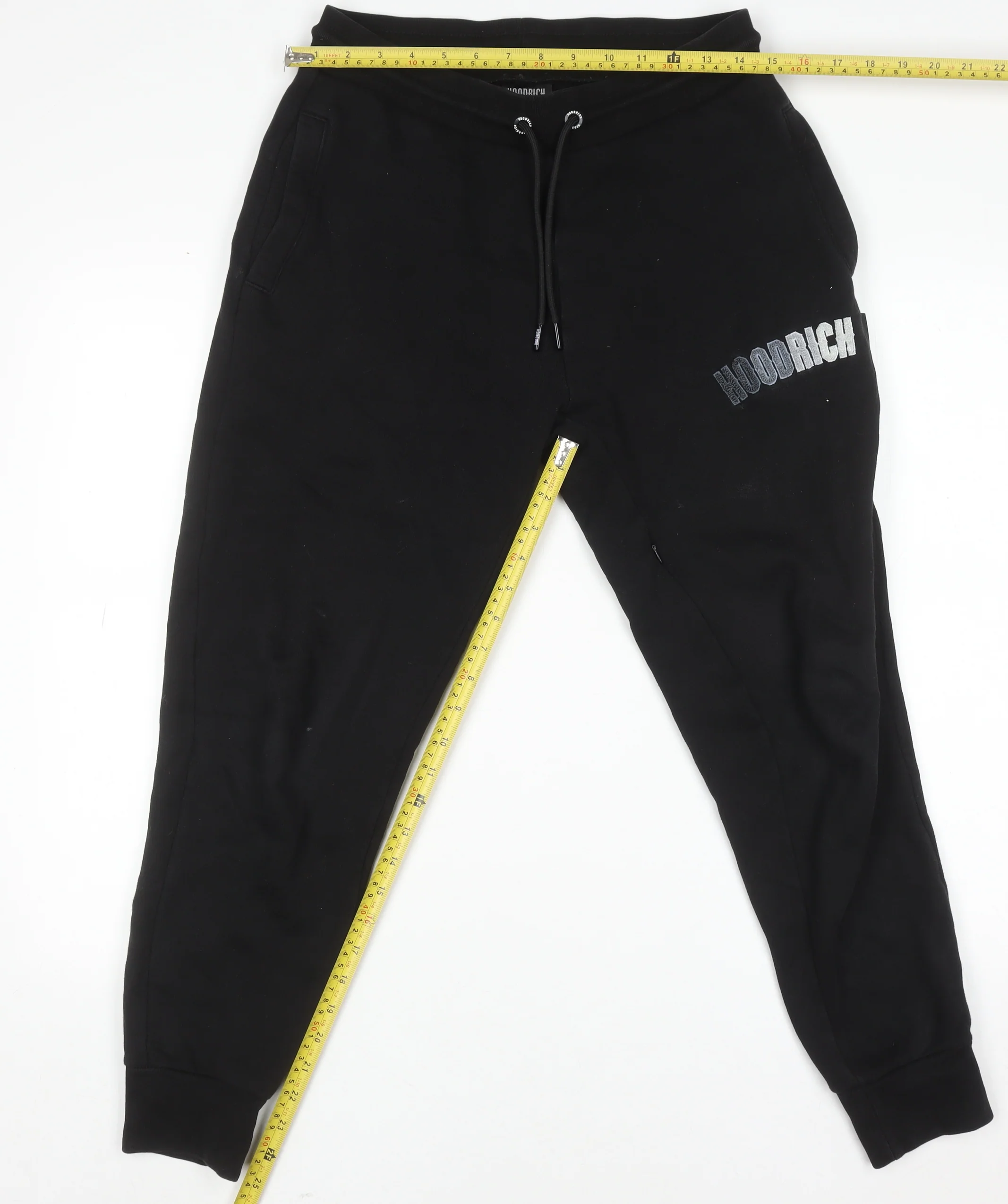 Hoodrich Men's Black Jogger Sweatpants S Regular Fit Fleece Drawstring - Image 2