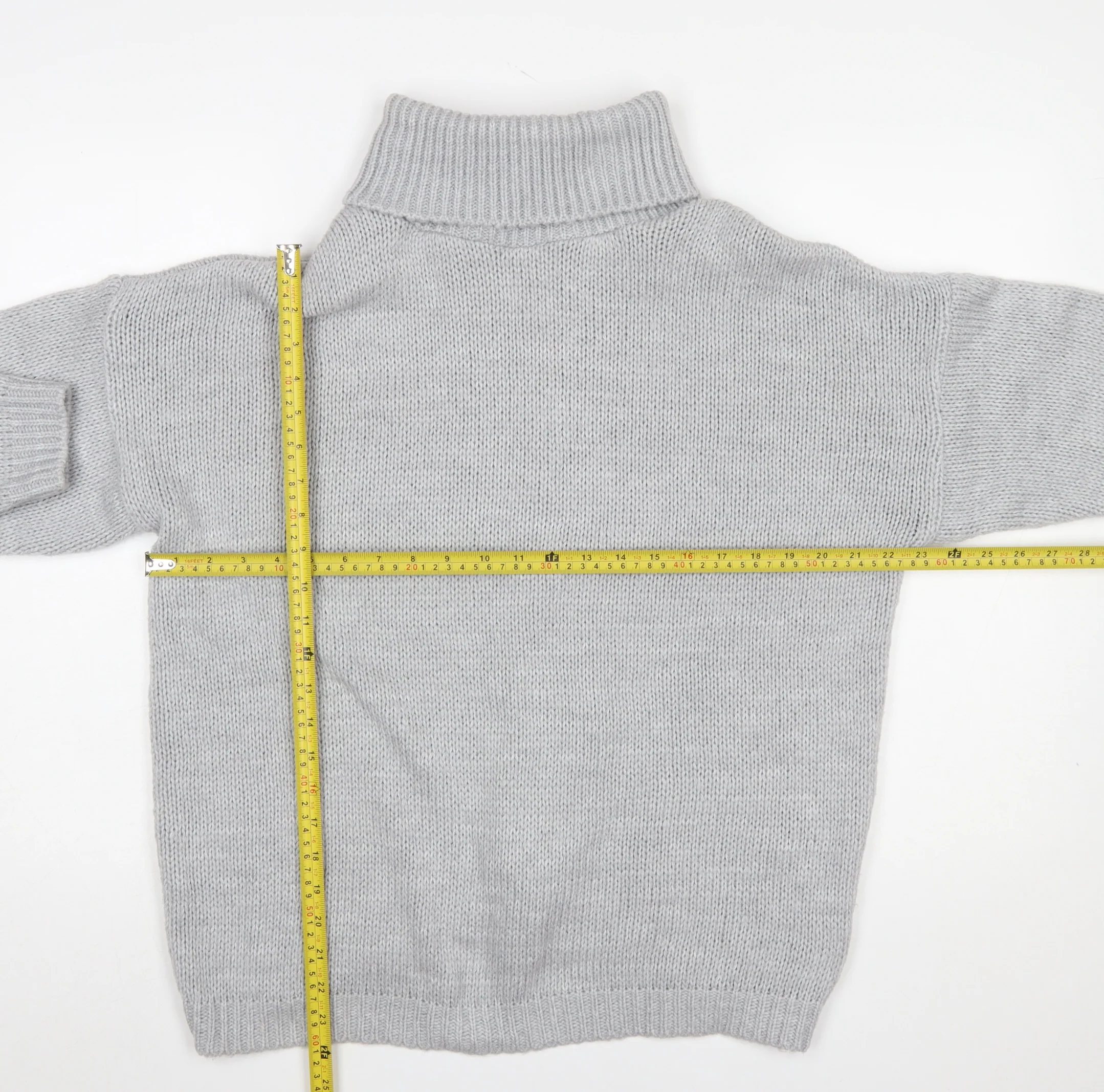 HOT!MESS Women Grey Roll Neck Lace-Up Knit Jumper One Size Acrylic Blend - Image 2