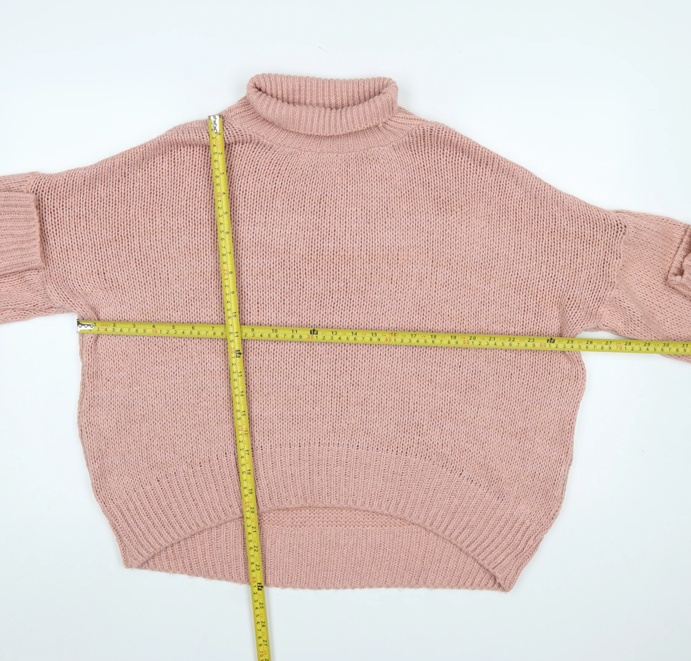 HOT!MESS Women Pink Roll Neck Chunky Knit Pullover Jumper One Size - Image 2