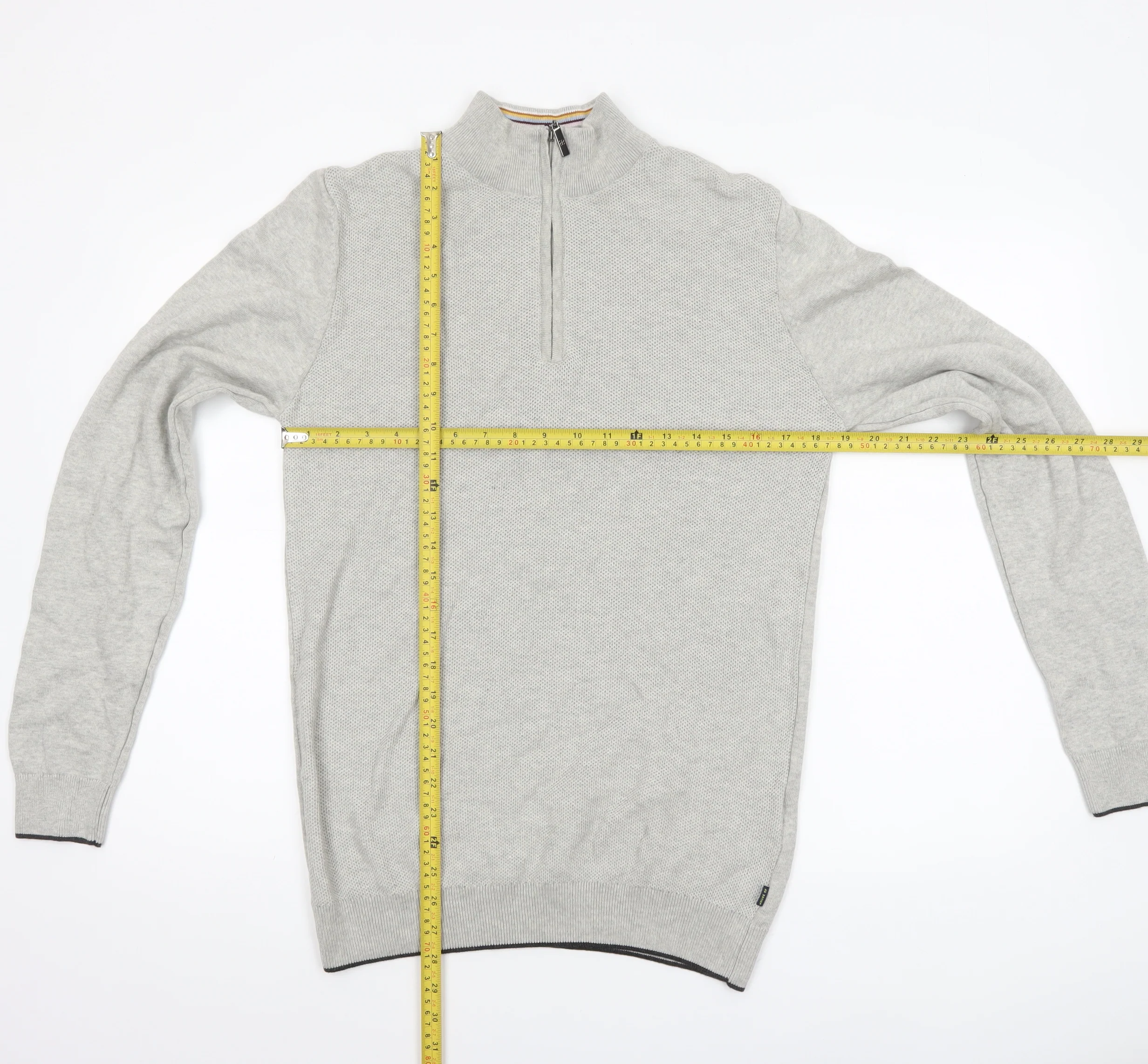 House of Cavani Men's Grey Cotton Half Zip Jumper Size M - Image 2