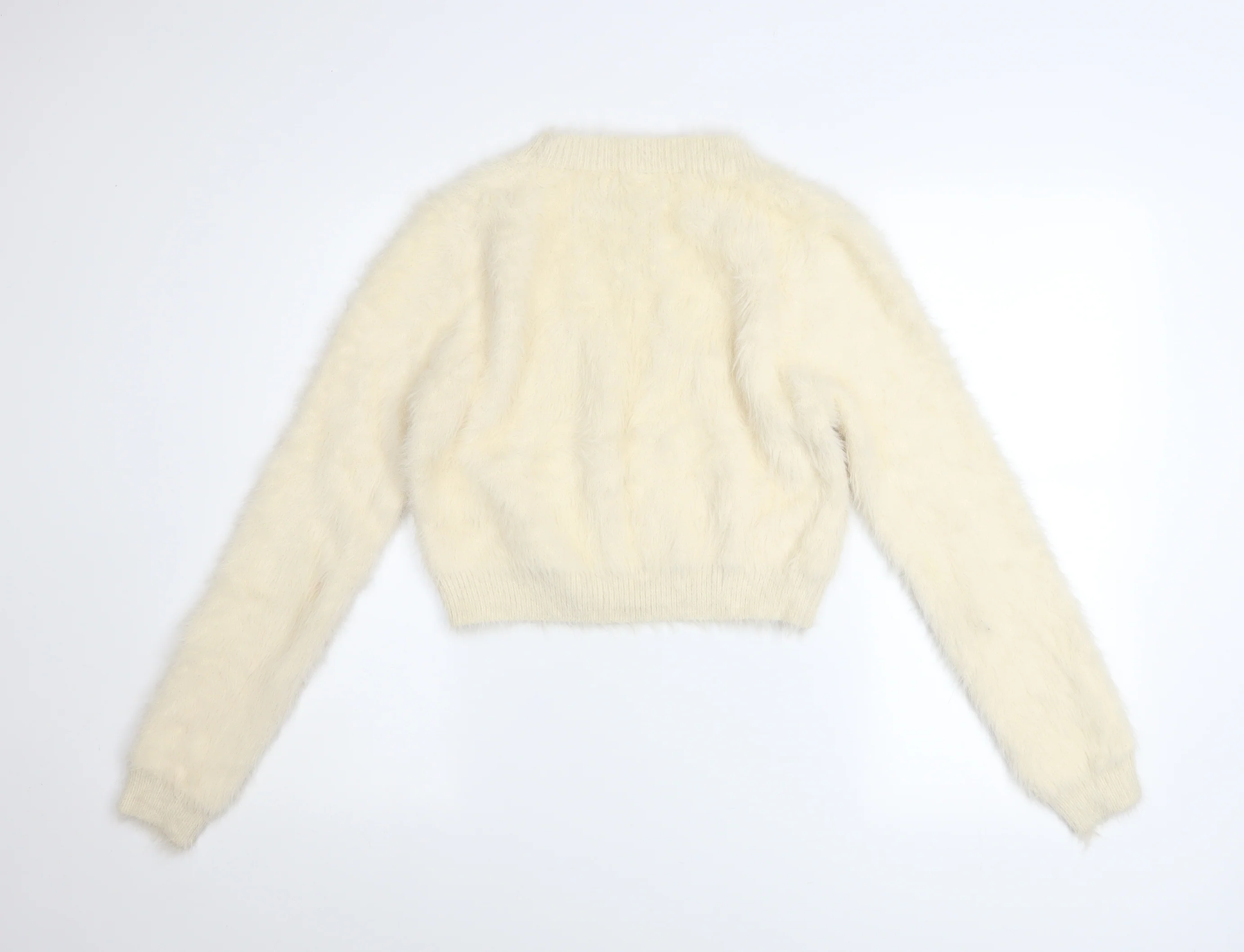 House of London Women's Ivory Fluffy Pullover Jumper Size S - Image 3