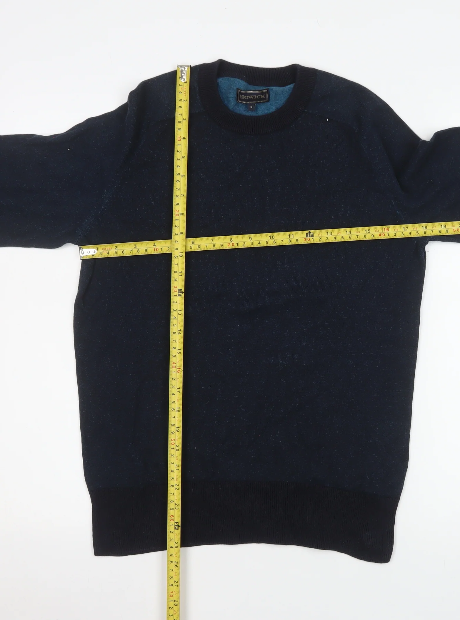 Howick Men Blue Cotton Crew Neck Pullover Jumper Size S - Image 2