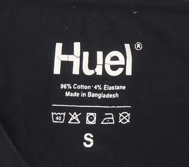 Huel Men's Black Small Crew Neck Short Sleeve Cotton T-Shirt - Image 4