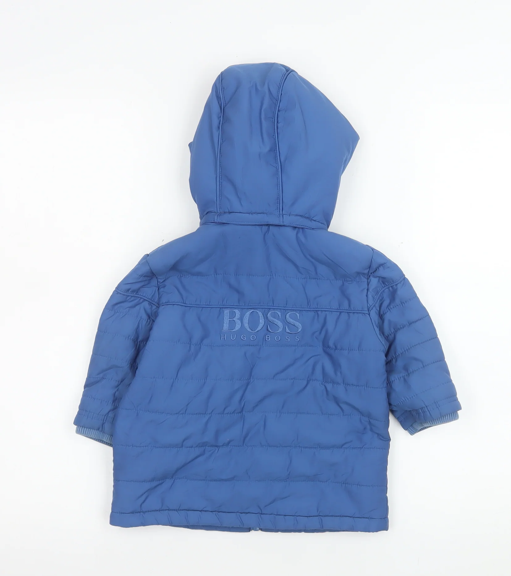 Hugo Boss Blue Unisex Baby 18 Months Puffer Jacket Hooded Winter Coat - Image 3