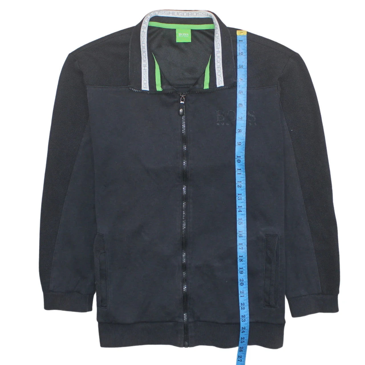 Hugo Boss Mens Black Full Zip Sweatshirt L Logo Trim Athletic Style - Image 3