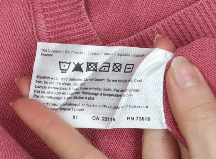 Hugo Boss Men's Pink Cotton V-Neck Jumper XL - Image 5