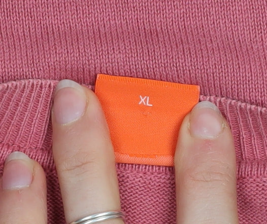 Hugo Boss Men's Pink Cotton V-Neck Jumper XL - Image 6