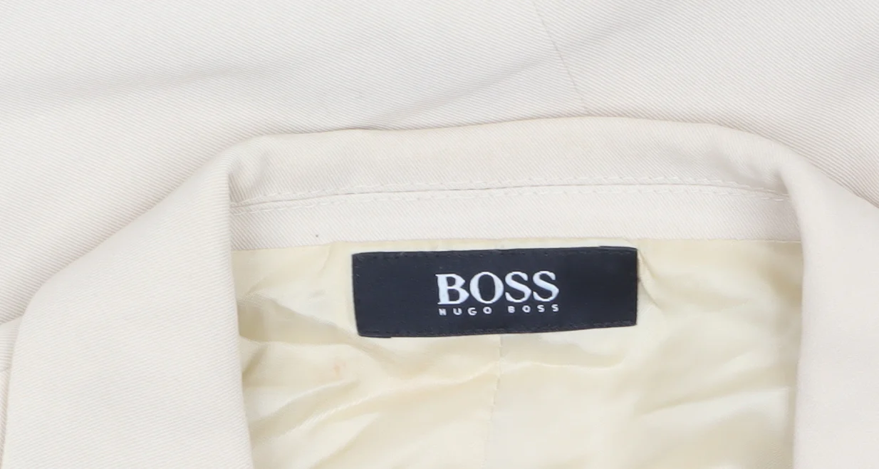 Hugo Boss Womens Beige Wool Blend Single-Breasted Blazer Size 14 - Image 5
